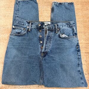 Agolde Women's Blue High-Rise Button-Fly Jeans